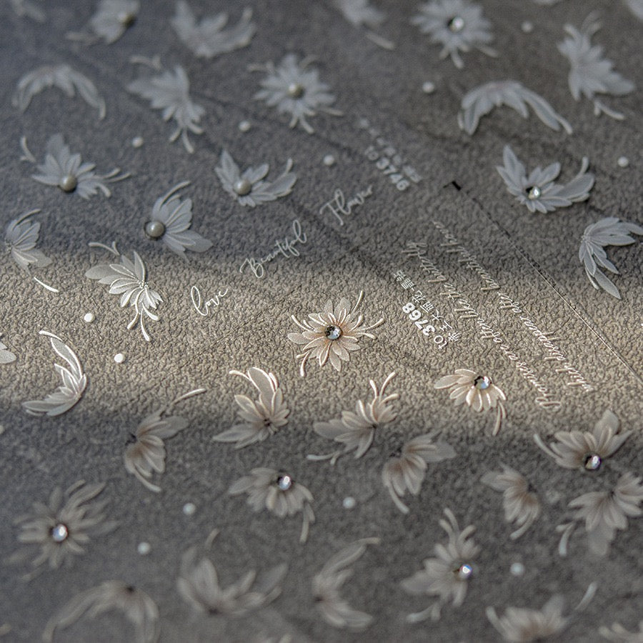 Hello Claws | Spring White Flower 5D Diamond Nail Deco Sticker