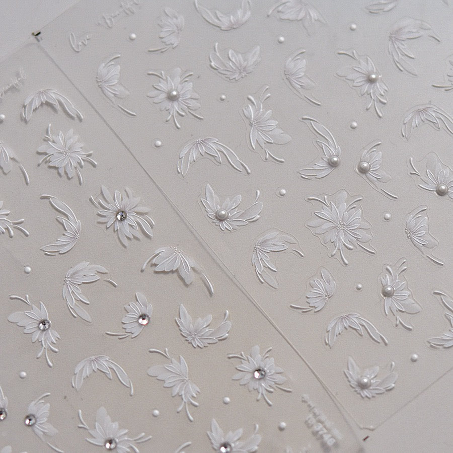 Hello Claws | Spring White Flower 5D Diamond Nail Deco Sticker