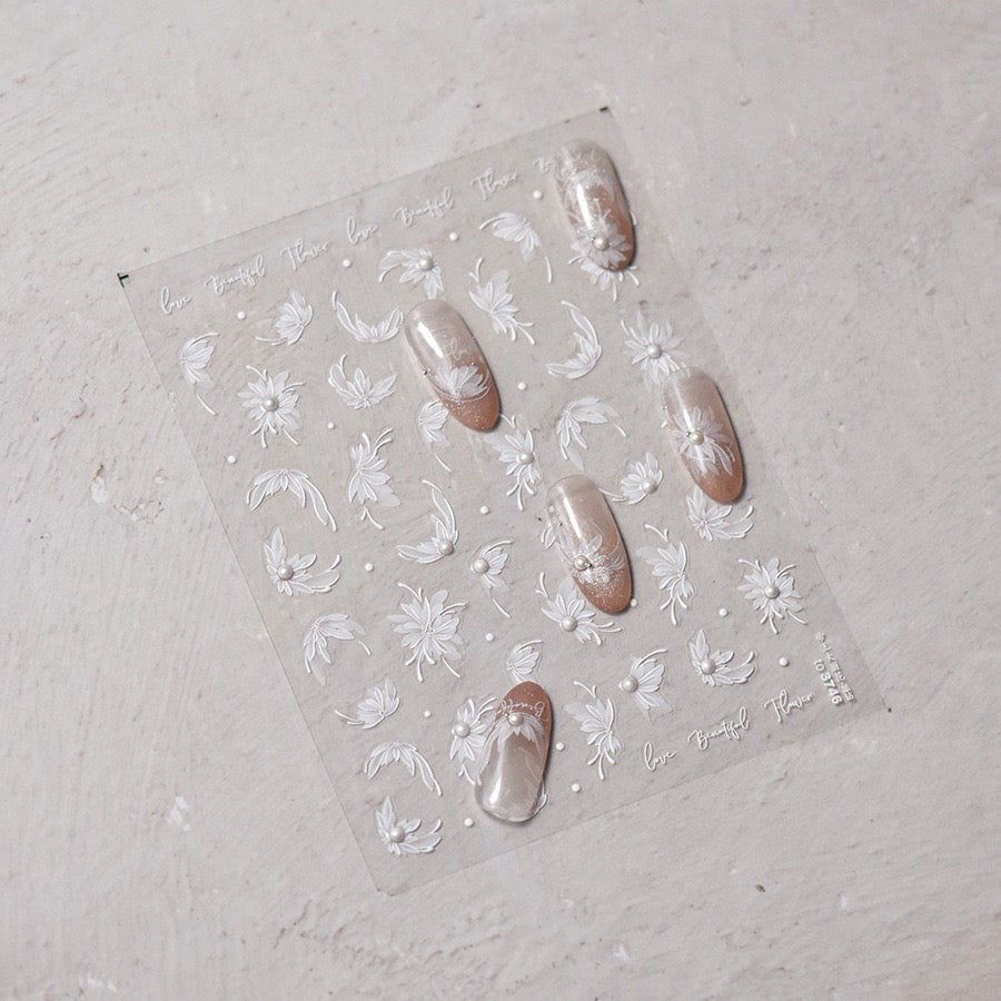 Hello Claws | Spring White Flower 5D Diamond Nail Deco Sticker