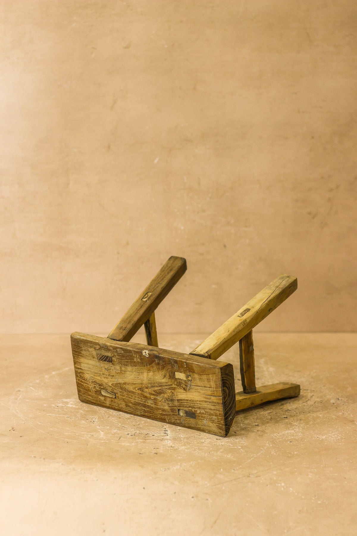 Vintage Rustic Elm Wood Stool - Small - No 18