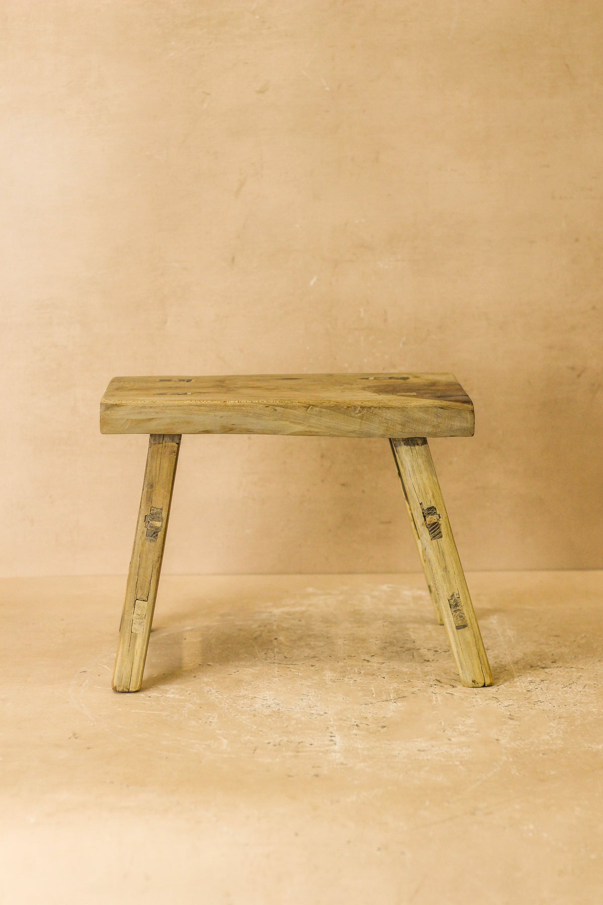 Vintage Rustic Elm Wood Stool - Small - No 20