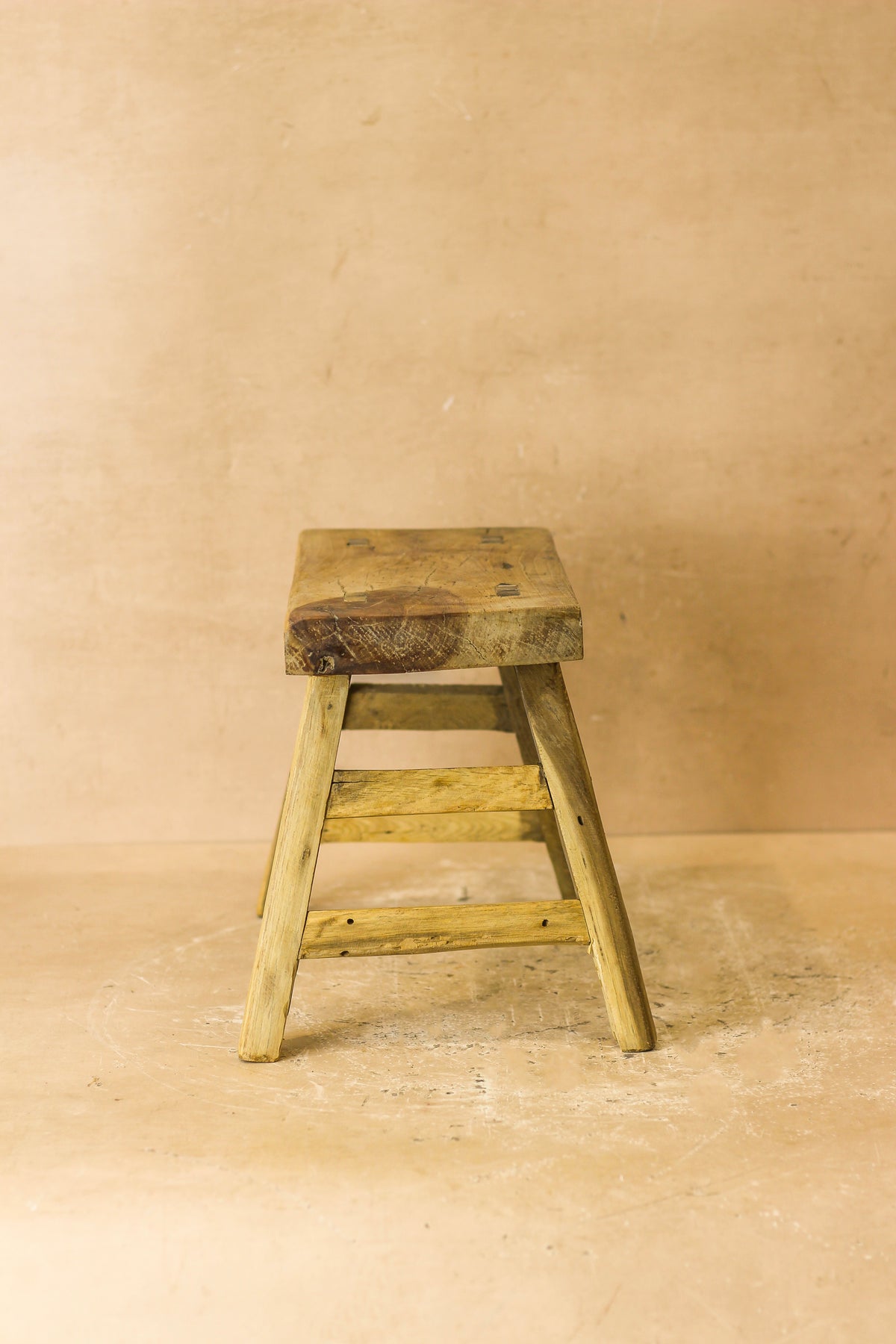 Vintage Rustic Elm Wood Stool - Small - No 20