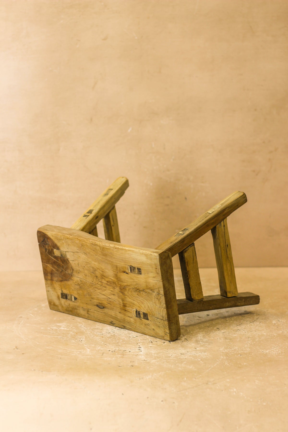 Vintage Rustic Elm Wood Stool - Small - No 20