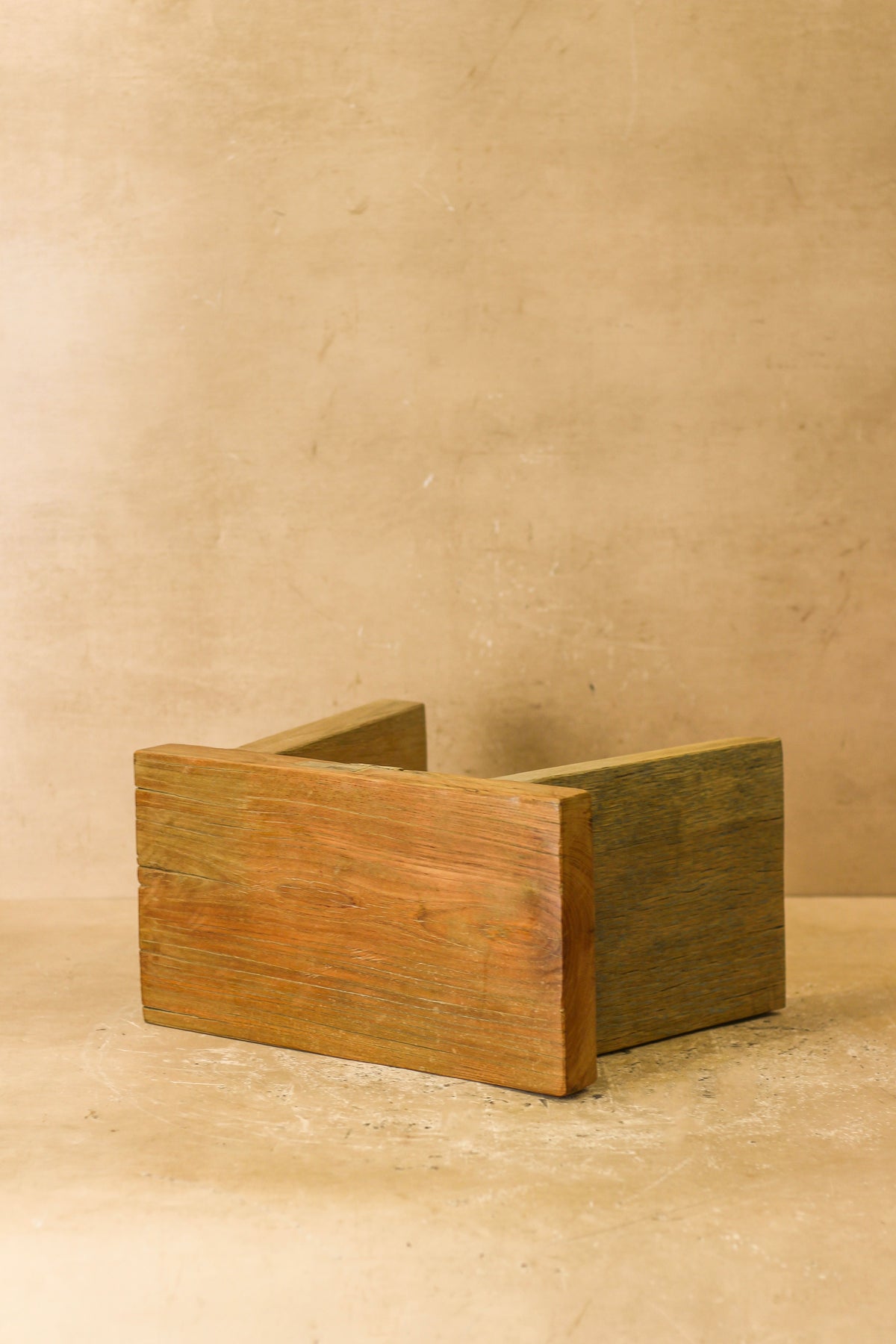Vintage Rustic Square Elm Wood Stool - Small - No 1
