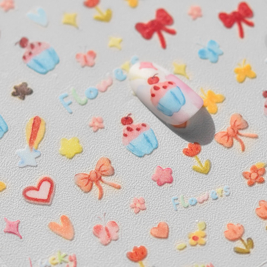 Hello Claws | Kawaii Bowknot Cake Flower Nail Deco Sticker