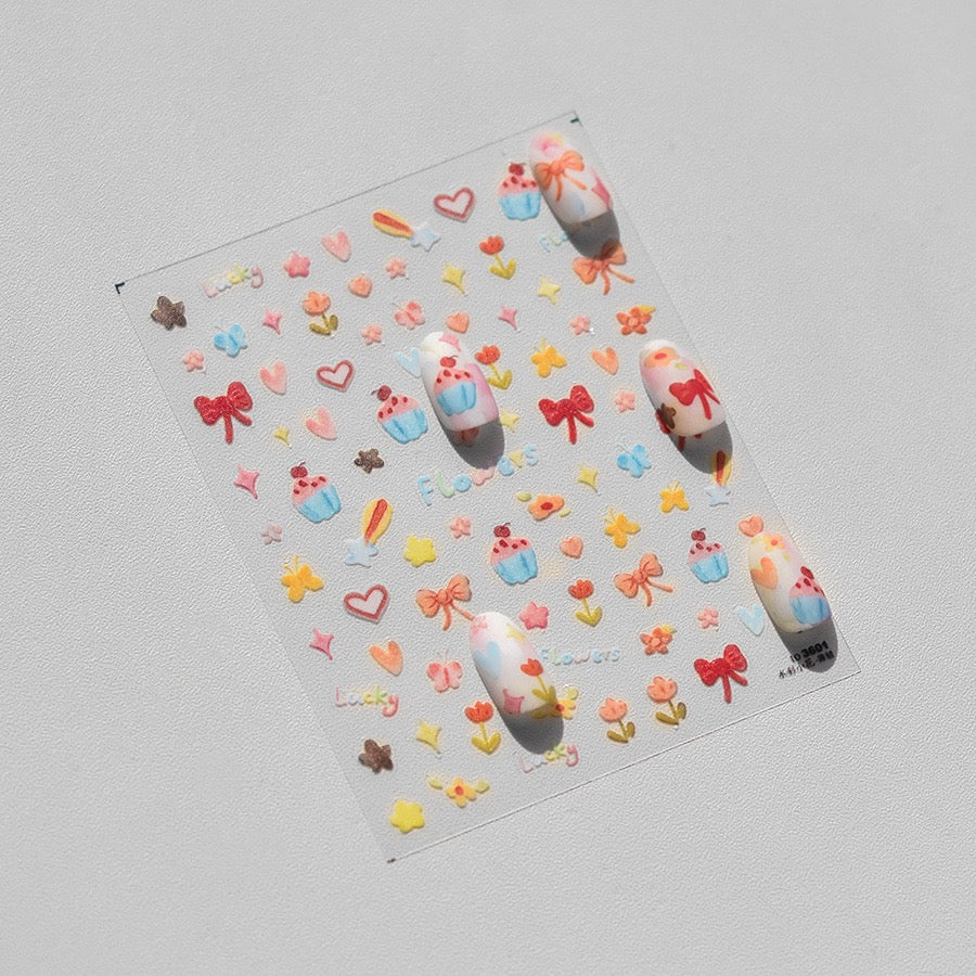 Hello Claws | Kawaii Bowknot Cake Flower Nail Deco Sticker
