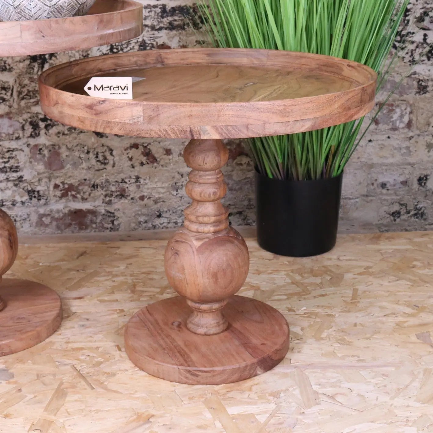 Ucha Set of 2 Wooden Pedestal Side Tables