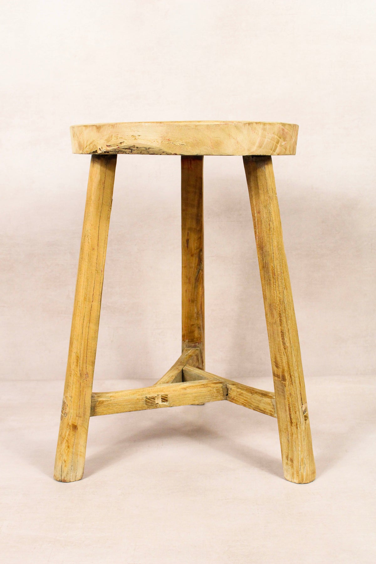 Vintage Rustic Round Stool - Elm wood - 174