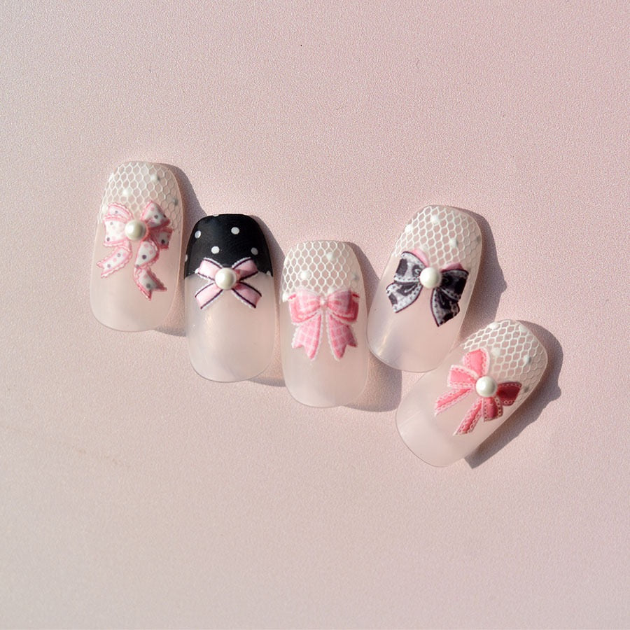 Hello Claws | Black Pink Bowknot Nail Deco Sticker