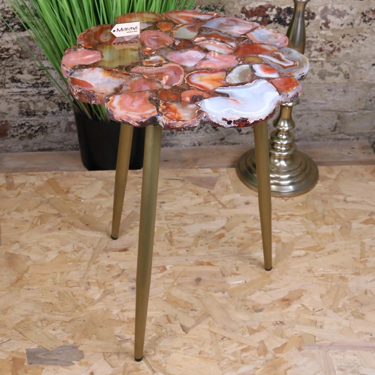 Aroli Red Agate Side Table