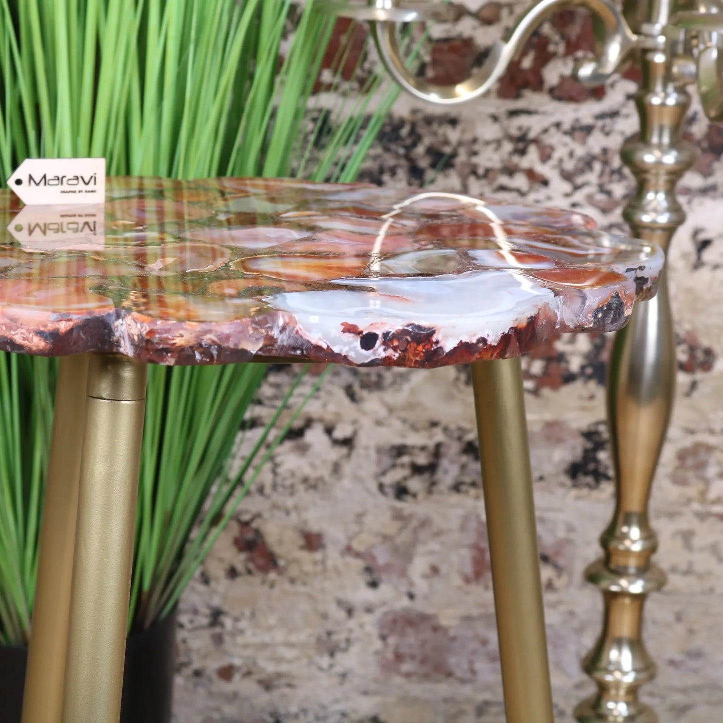 Aroli Red Agate Side Table