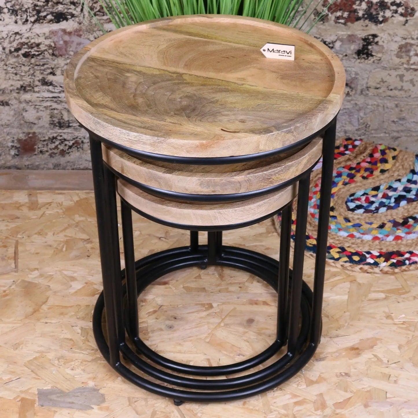 Juna Round Set of 3 Tables Mango Wood