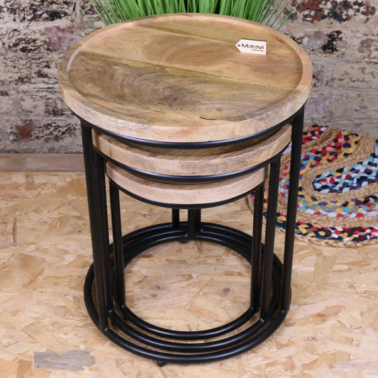 Juna Round Set of 3 Tables Mango Wood