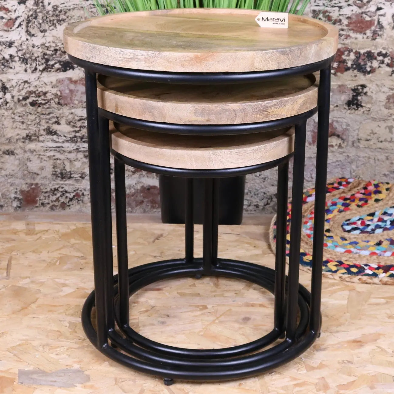 Juna Round Set of 3 Tables Mango Wood