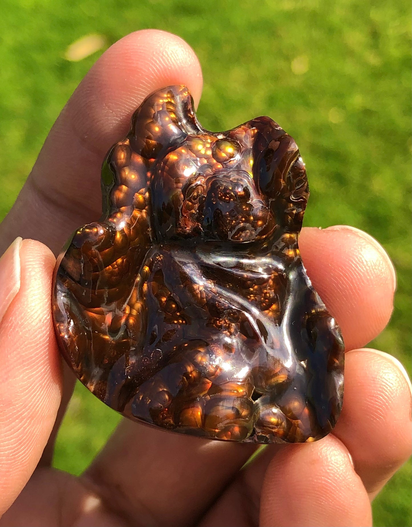 133ct Big Size Rare Fire Agate Carving, Lava Bubbling out of it - Collector Gemstone