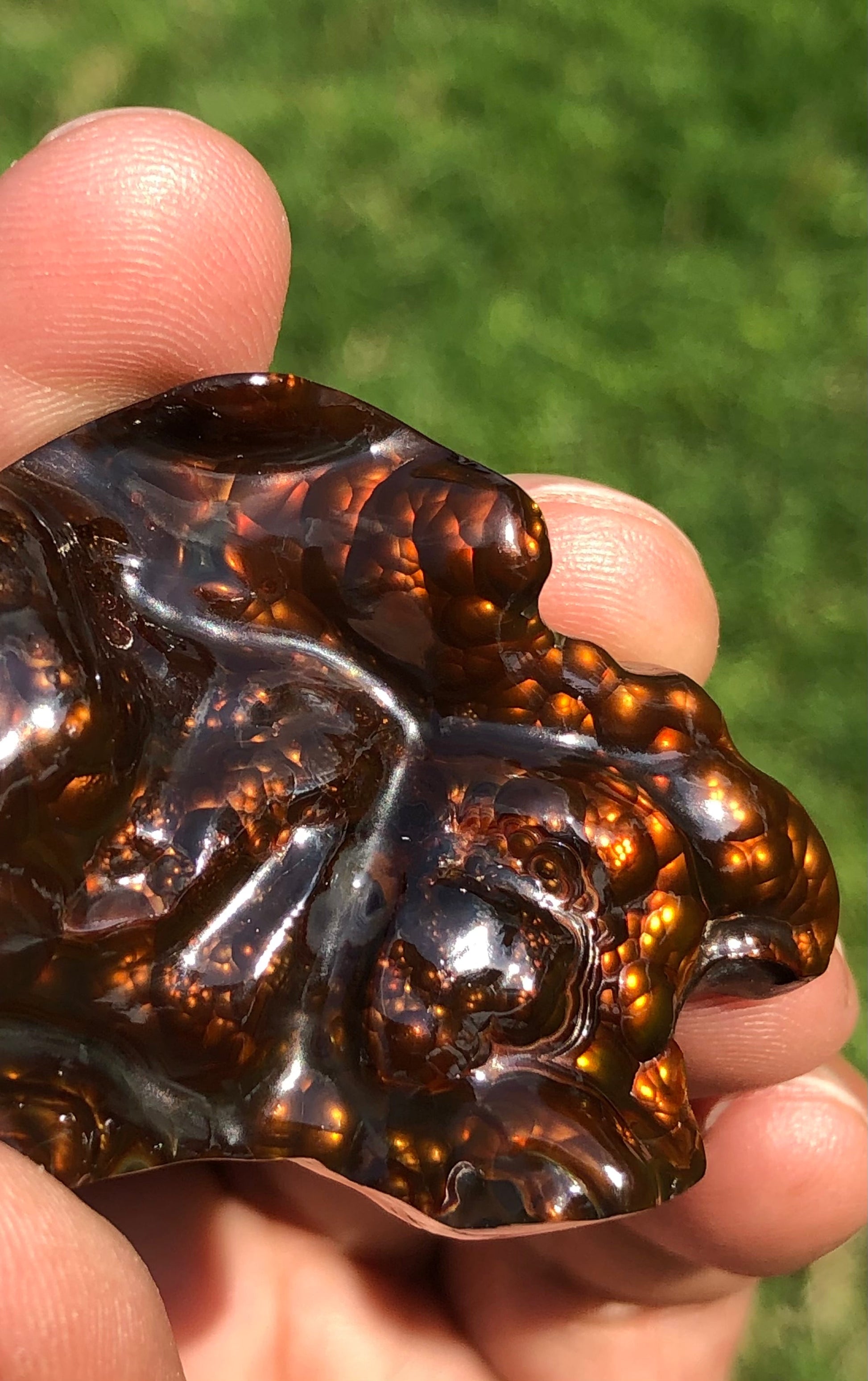 133ct Big Size Rare Fire Agate Carving, Lava Bubbling out of it - Collector Gemstone