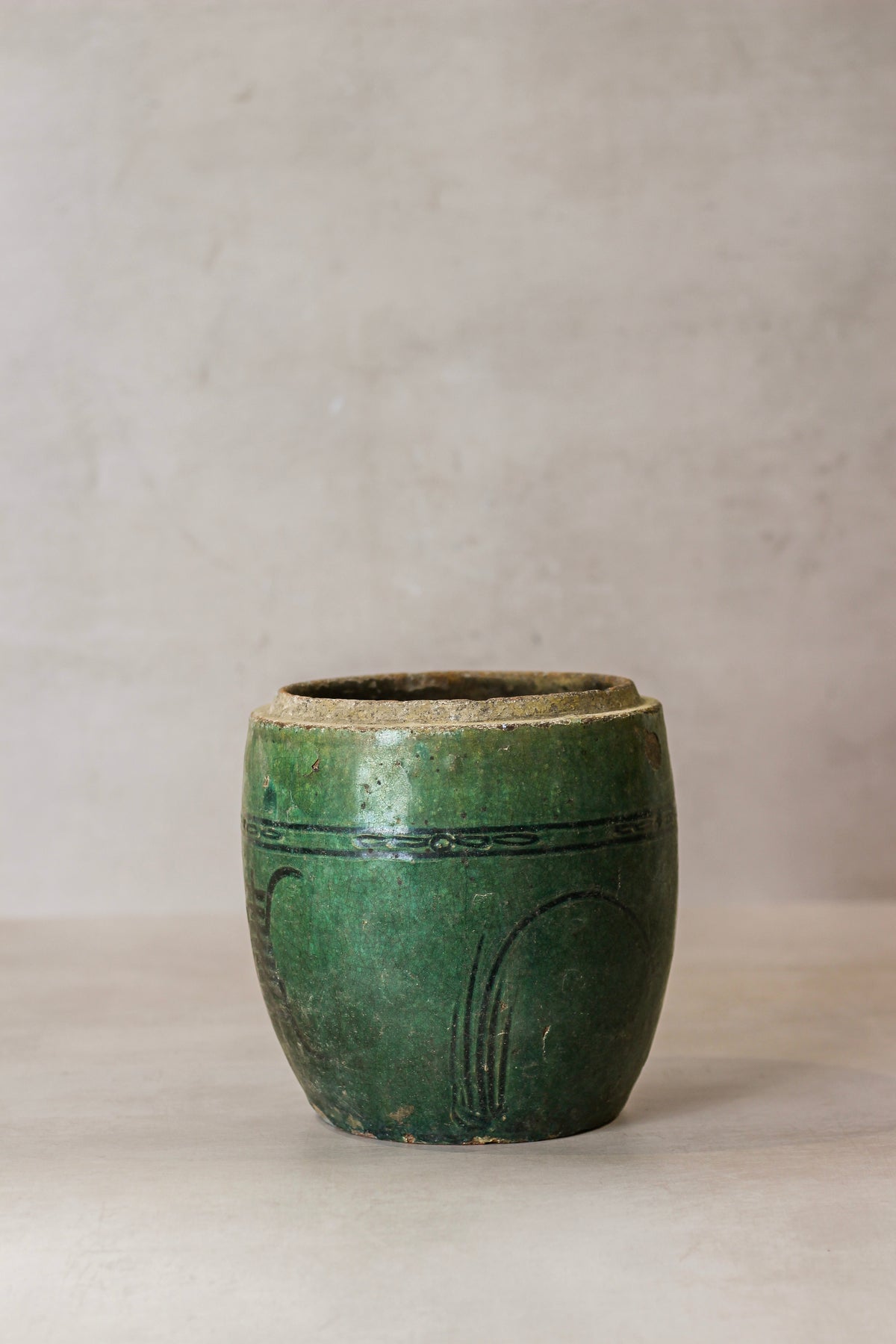 Vintage Emerald Green Pot - No 1