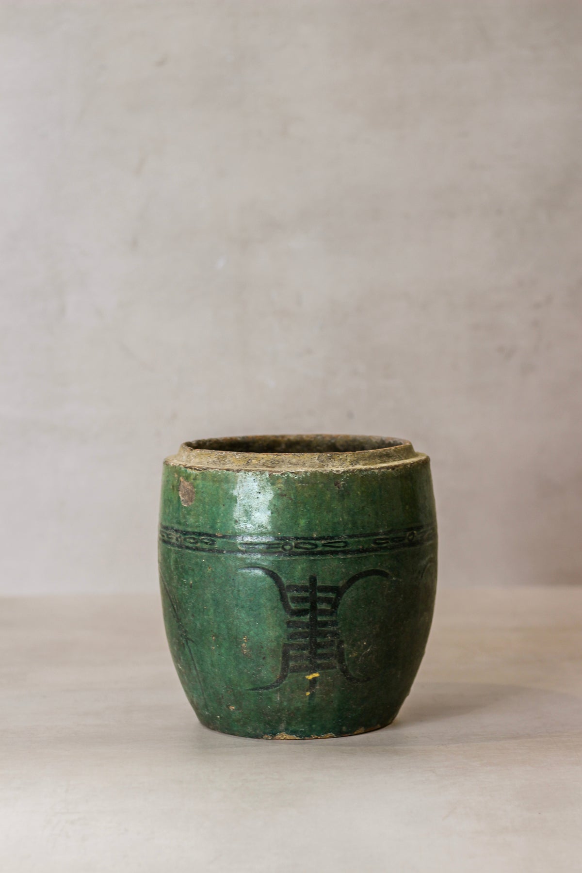 Vintage Emerald Green Pot - No 1