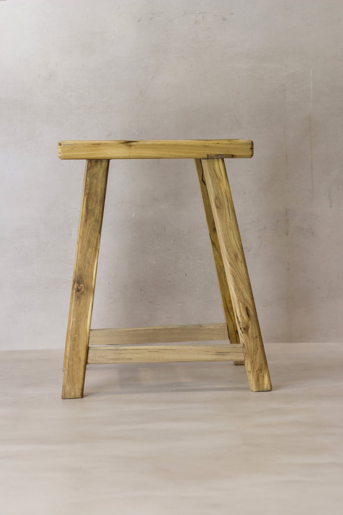 Vintage Rustic Elm Wood Stool - Medium - No 67