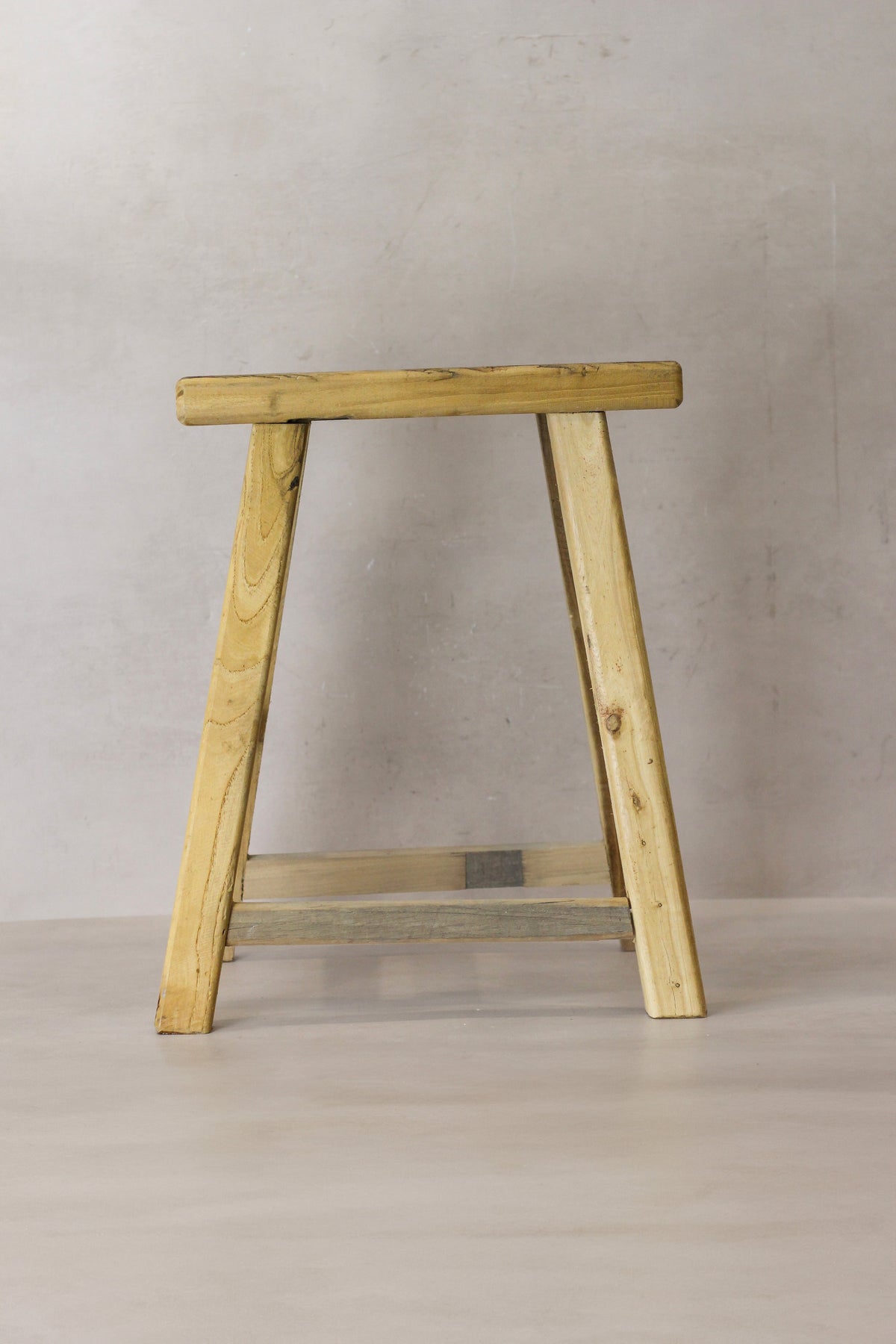 Vintage Rustic Elm Wood Stool - Medium - No 67