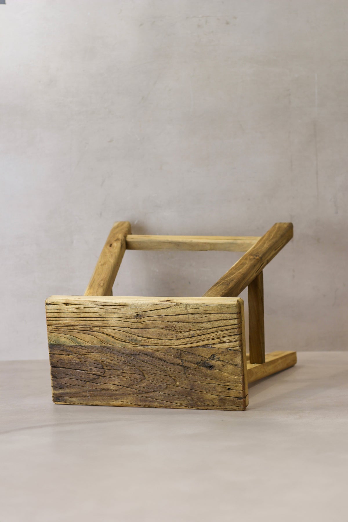 Vintage Rustic Elm Wood Stool - Medium - No 67