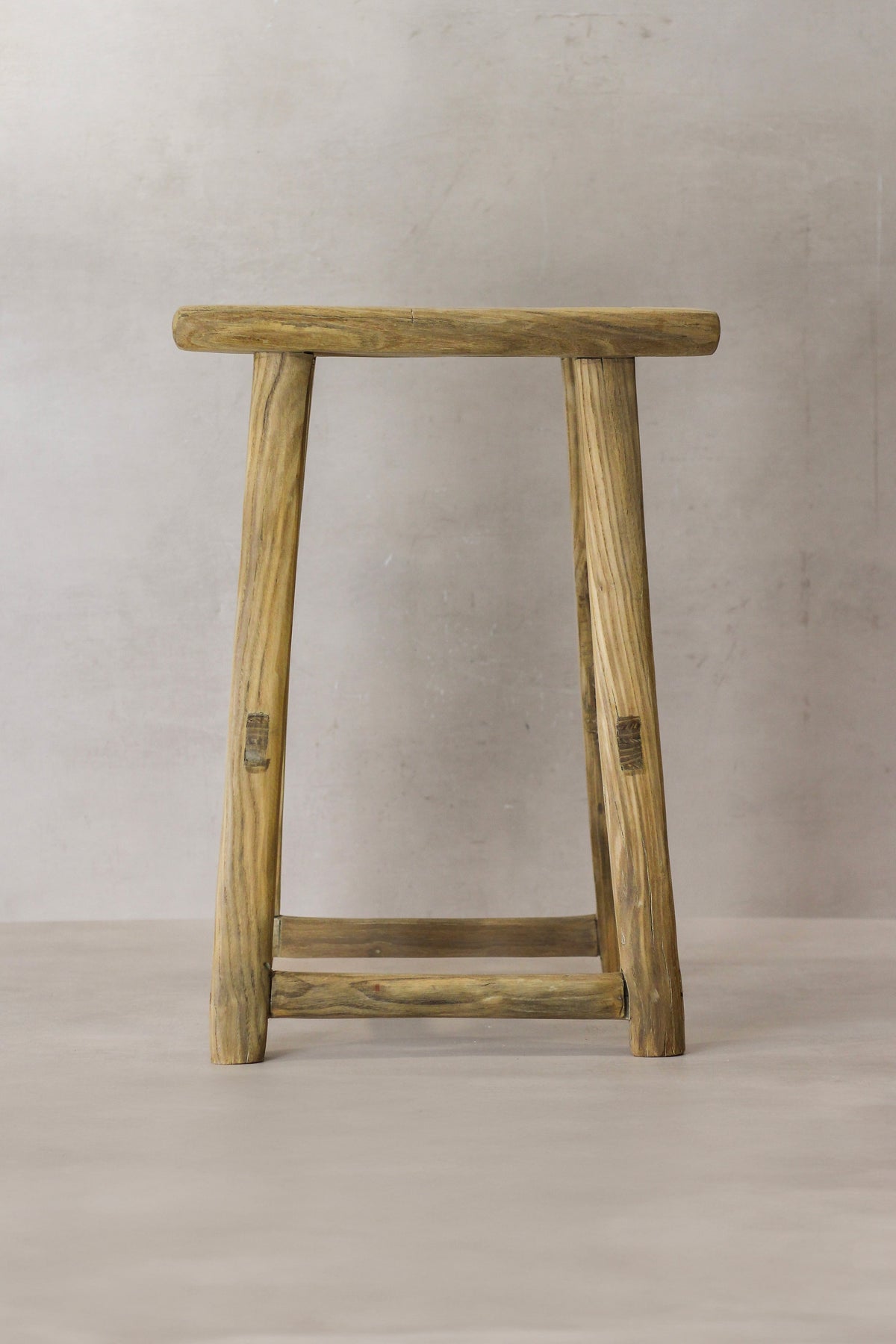 Vintage Rustic Elm Wood Stool - Medium - No 68