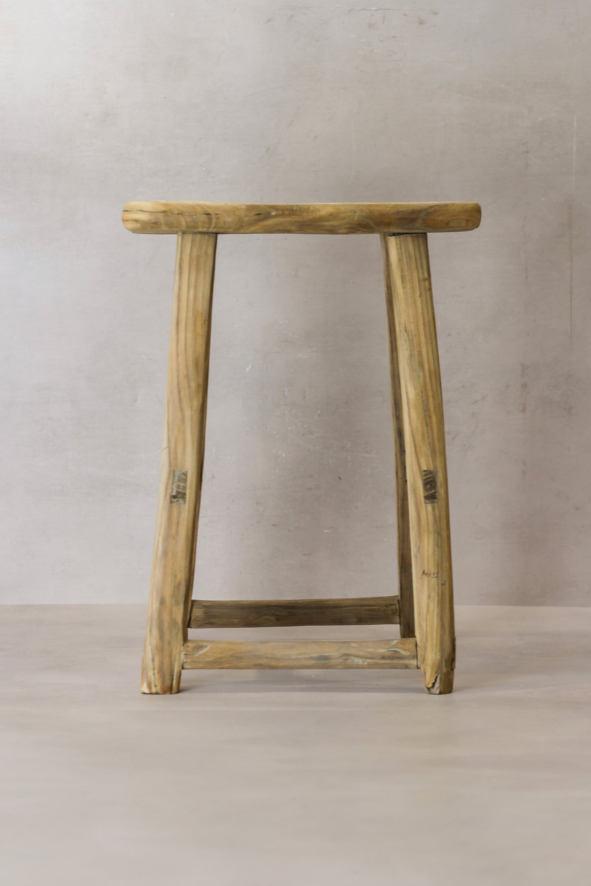 Vintage Rustic Elm Wood Stool - Medium - No 68