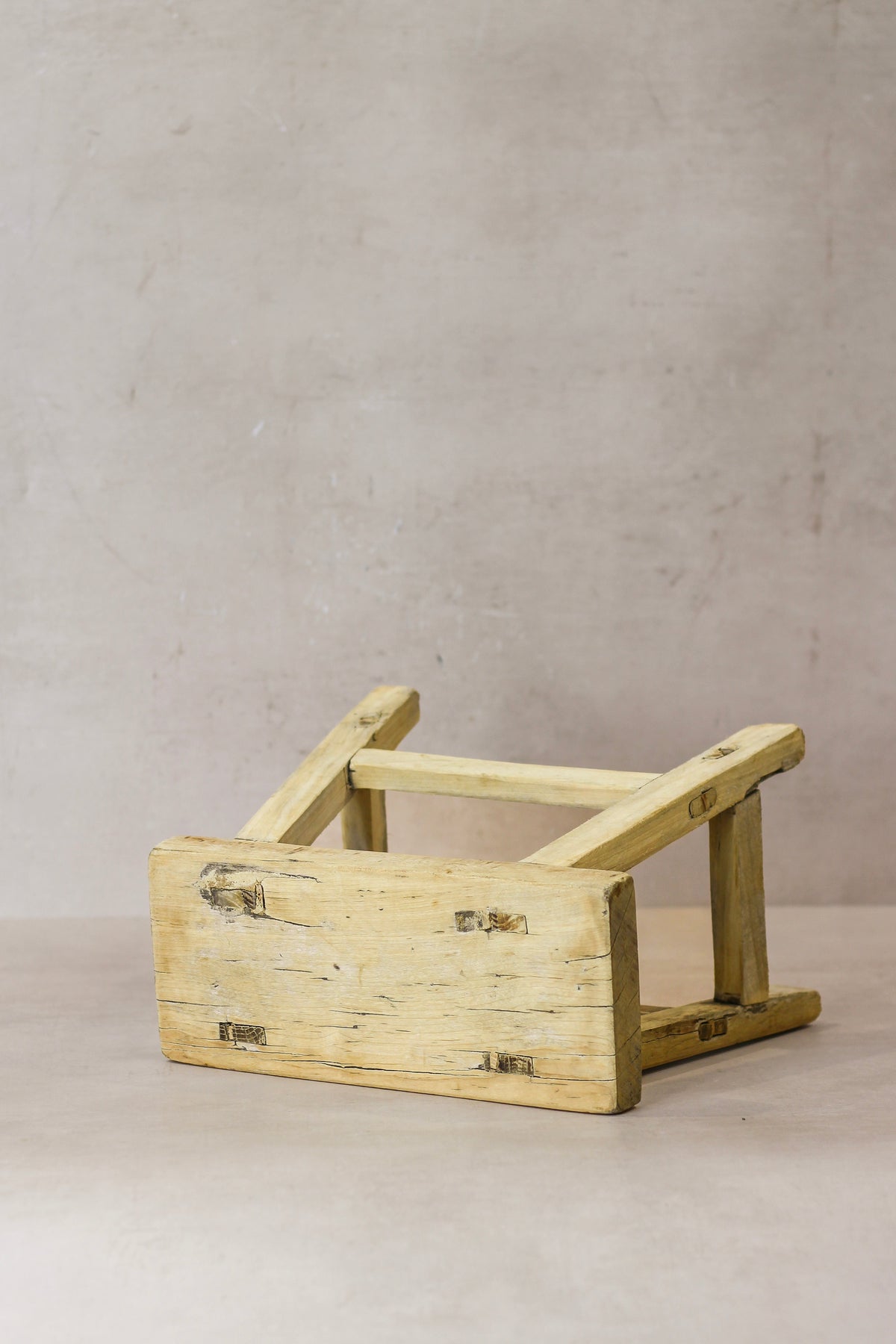 Vintage Rustic Elm Wood Stool - Small - No 21