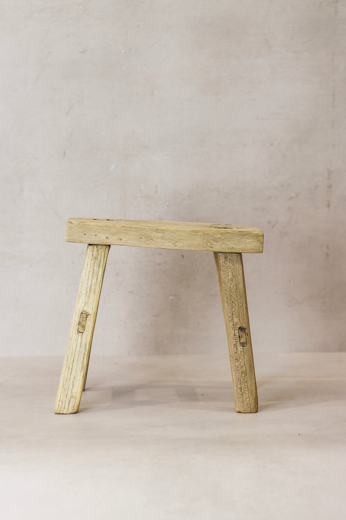 Vintage Rustic Elm Wood Stool - Small - No 23