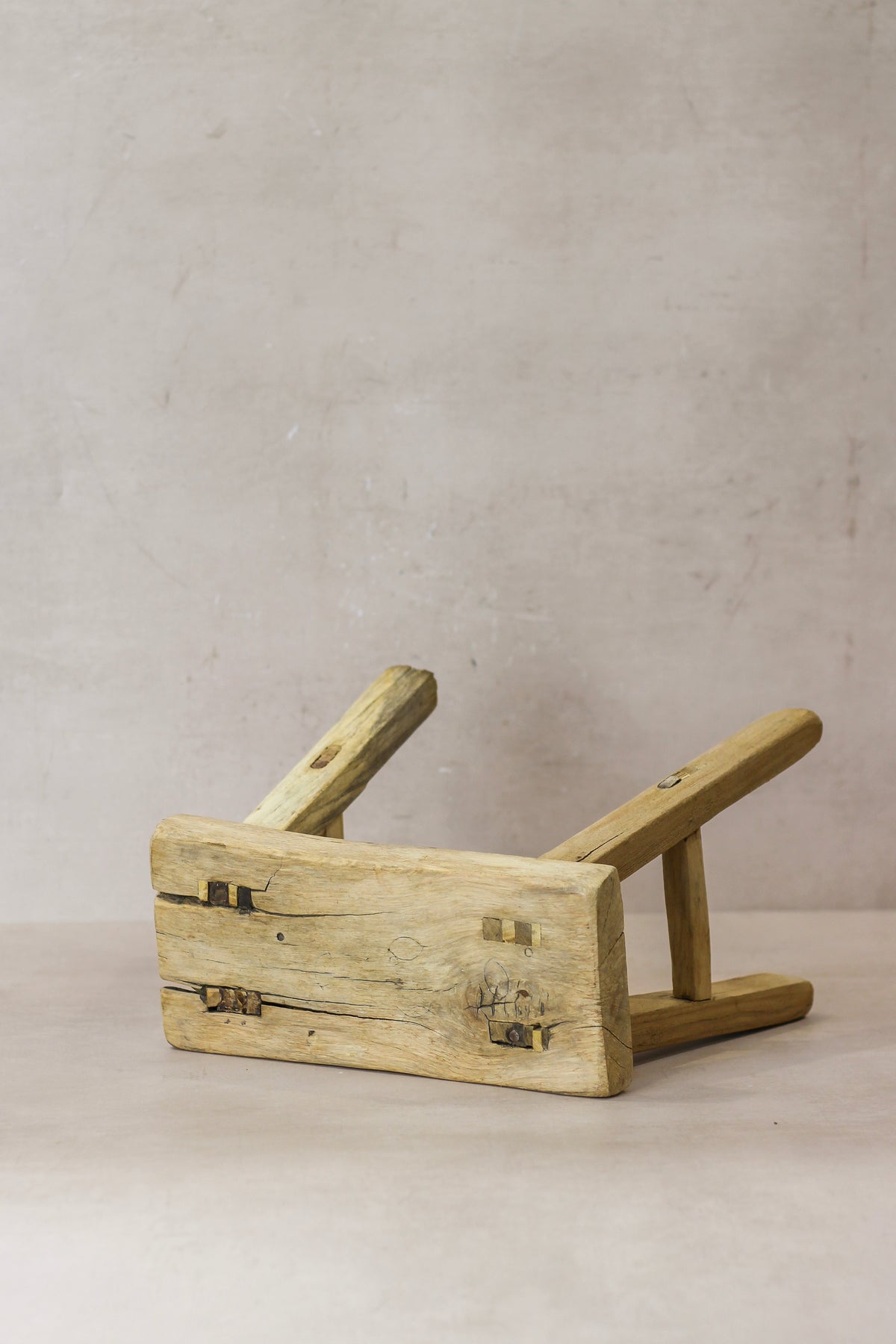 Vintage Rustic Elm Wood Stool - Small - No 23