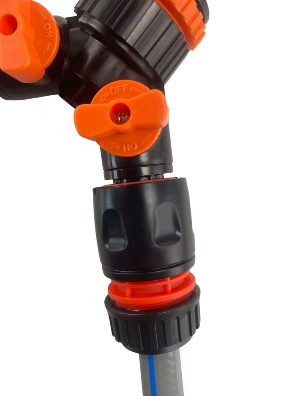 3 Way Connector Set with Valve Black Orange Garden Hose Pipe MDPE Pipe Connector