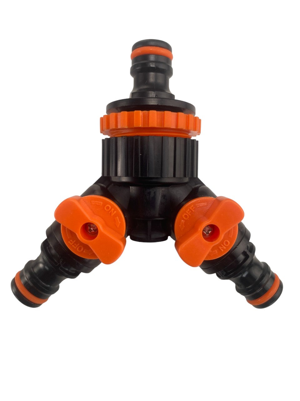 3 Way Connector Set with Valve Black Orange Garden Hose Pipe MDPE Pipe Connector