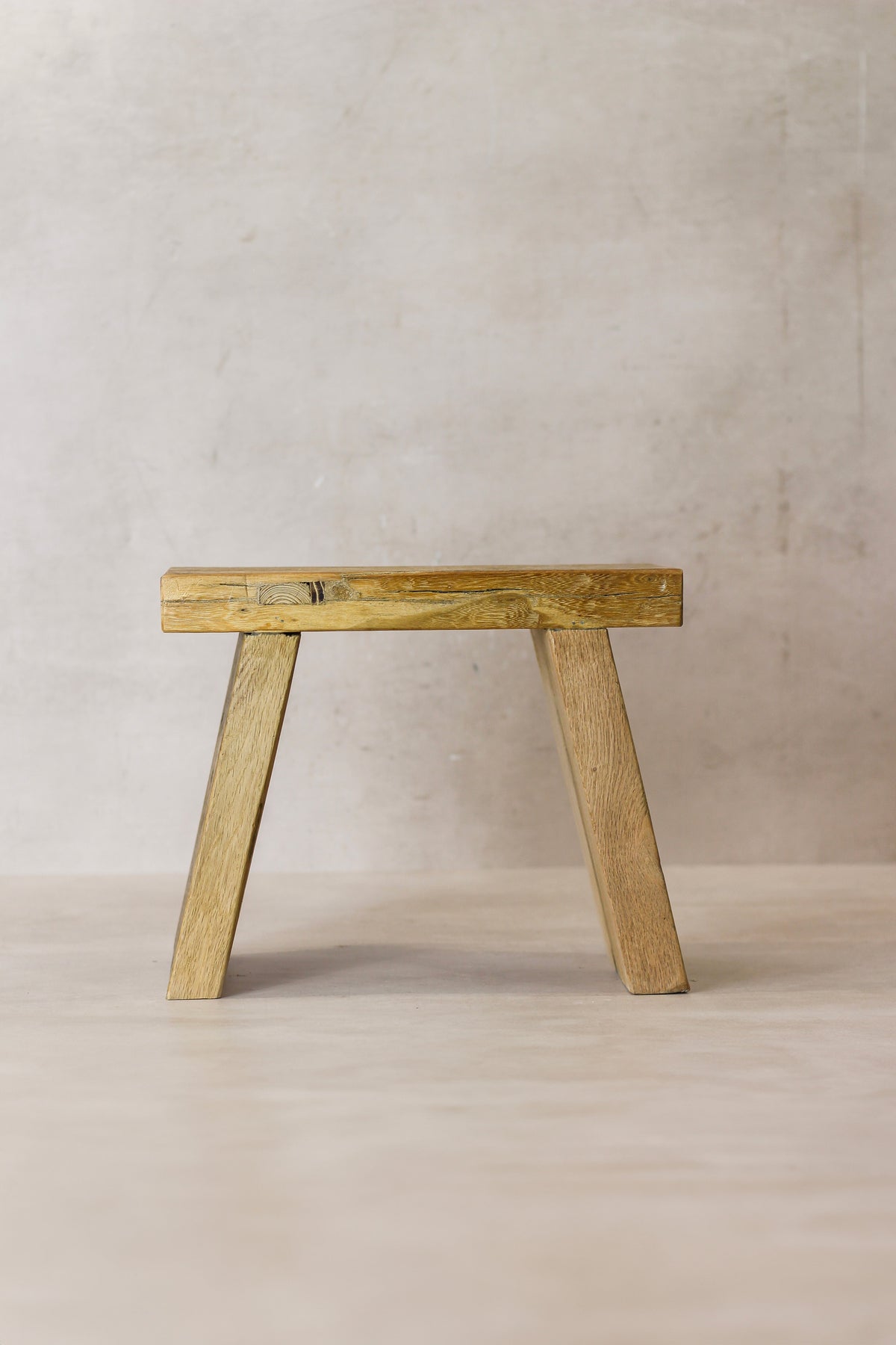 Vintage Rustic Square Elm Wood Stool - Small - No 6