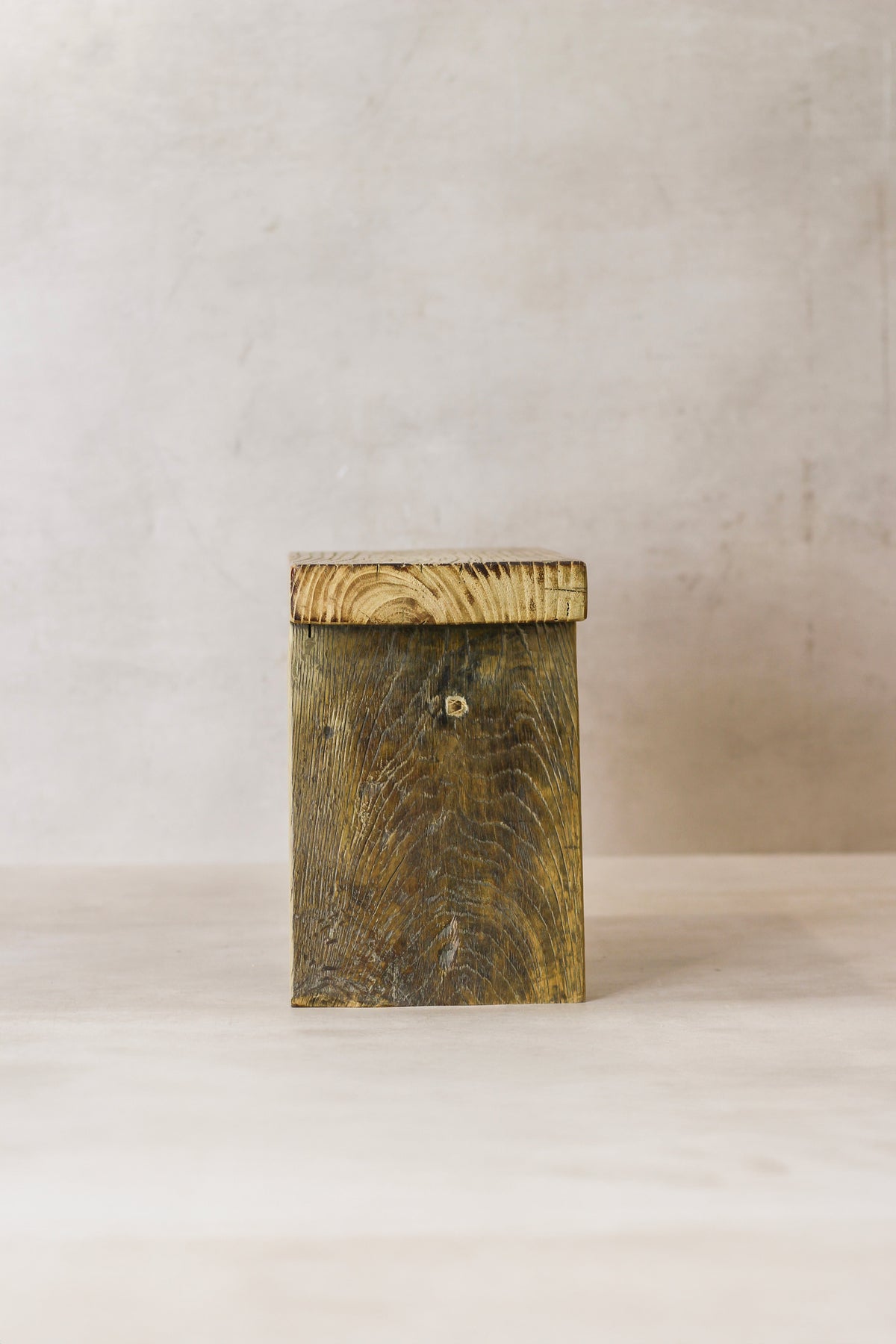 Vintage Rustic Square Elm Wood Stool - Small - No 6