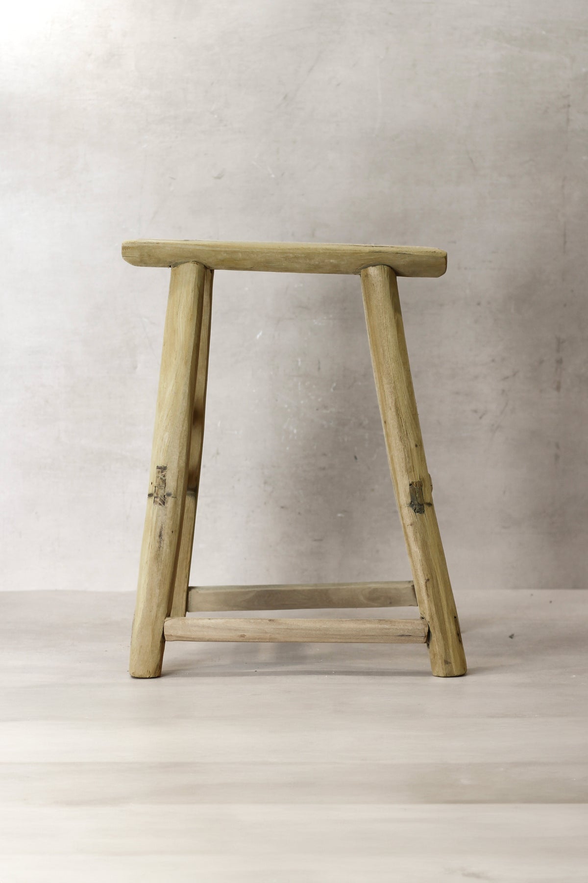 Vintage Rustic Elm Wood Stool - Medium - No 72