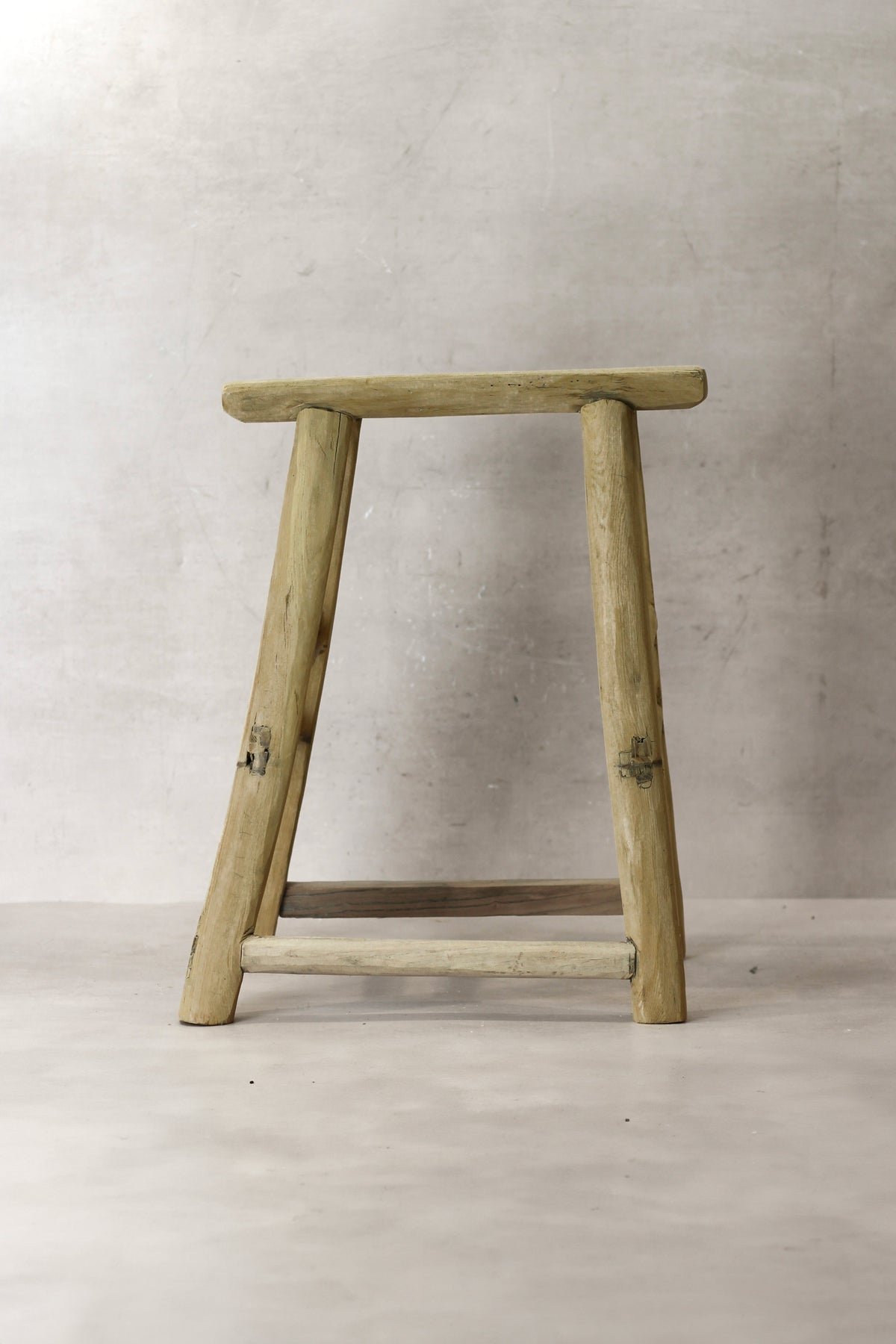 Vintage Rustic Elm Wood Stool - Medium - No 72