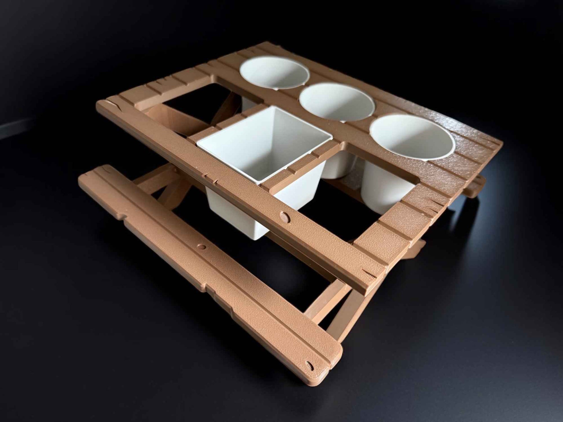 BBQ Picnic Table Sauce and Spice Rack | BBQ Gift | Garden Decor | BBQ Utilities | Outdoor Dining | Optional Dipping & Olive Pots | Gift For Dad