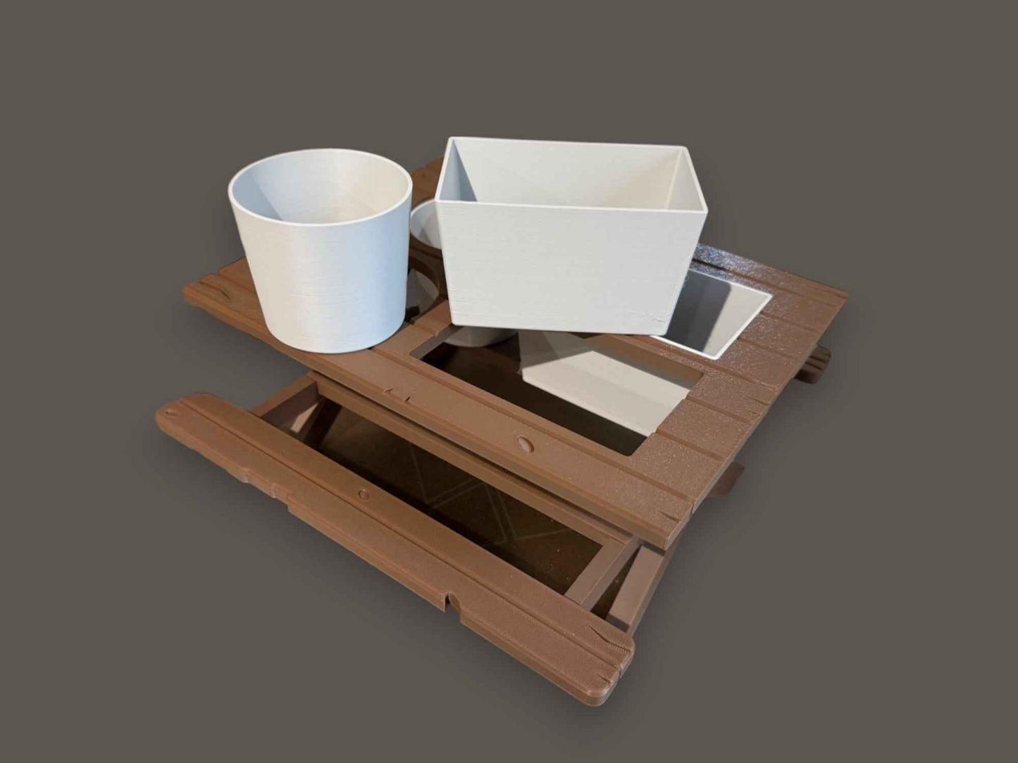 BBQ Picnic Table Sauce and Spice Rack | BBQ Gift | Garden Decor | BBQ Utilities | Outdoor Dining | Optional Dipping & Olive Pots | Gift For Dad