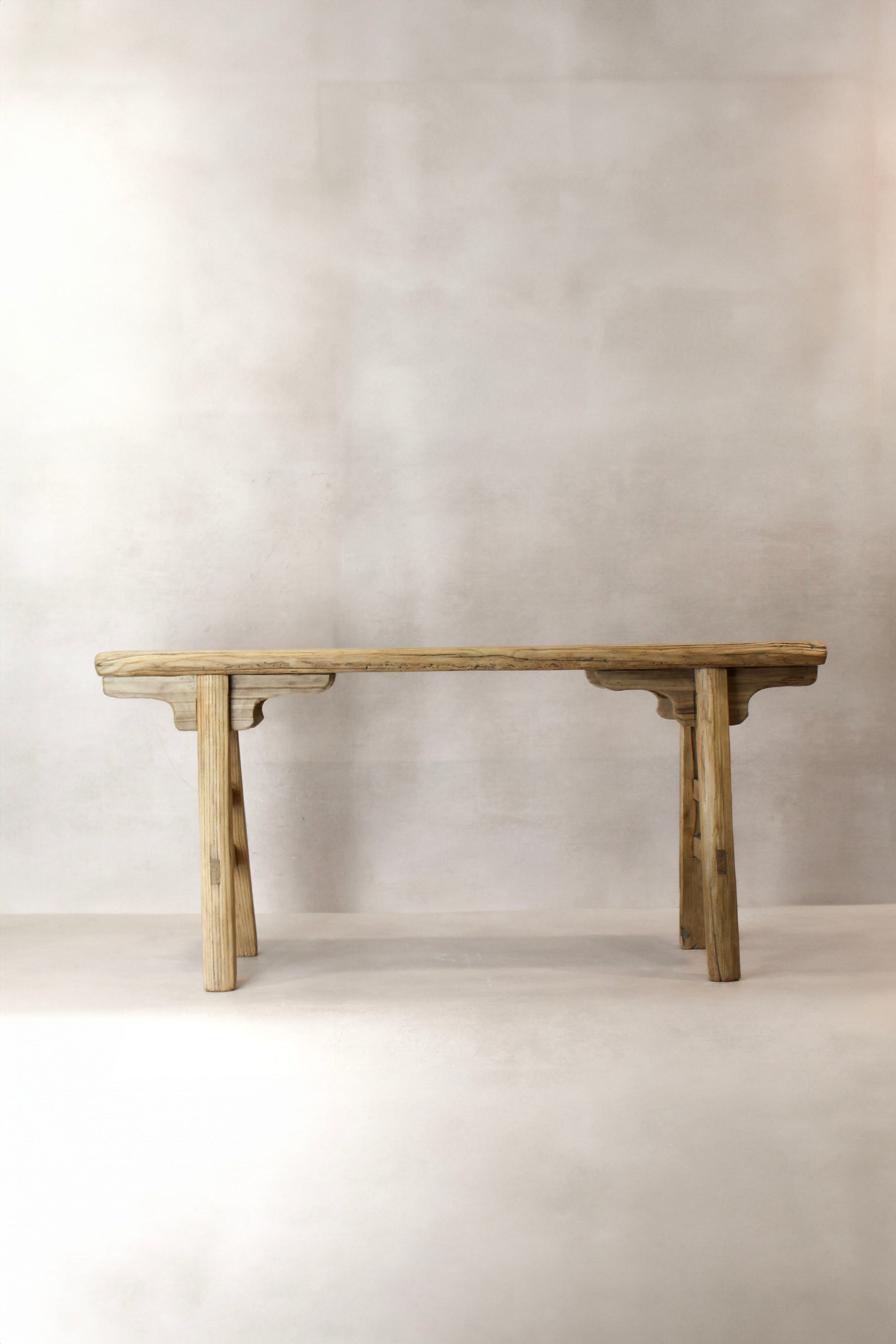 Antique Rustic Elm Wood Bench 01