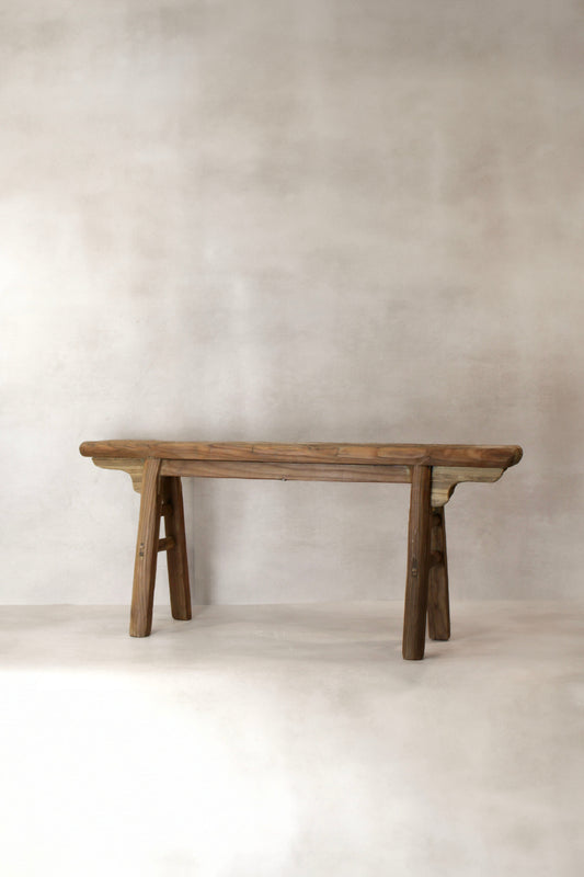 Antique Rustic Elm Wood Bench 02