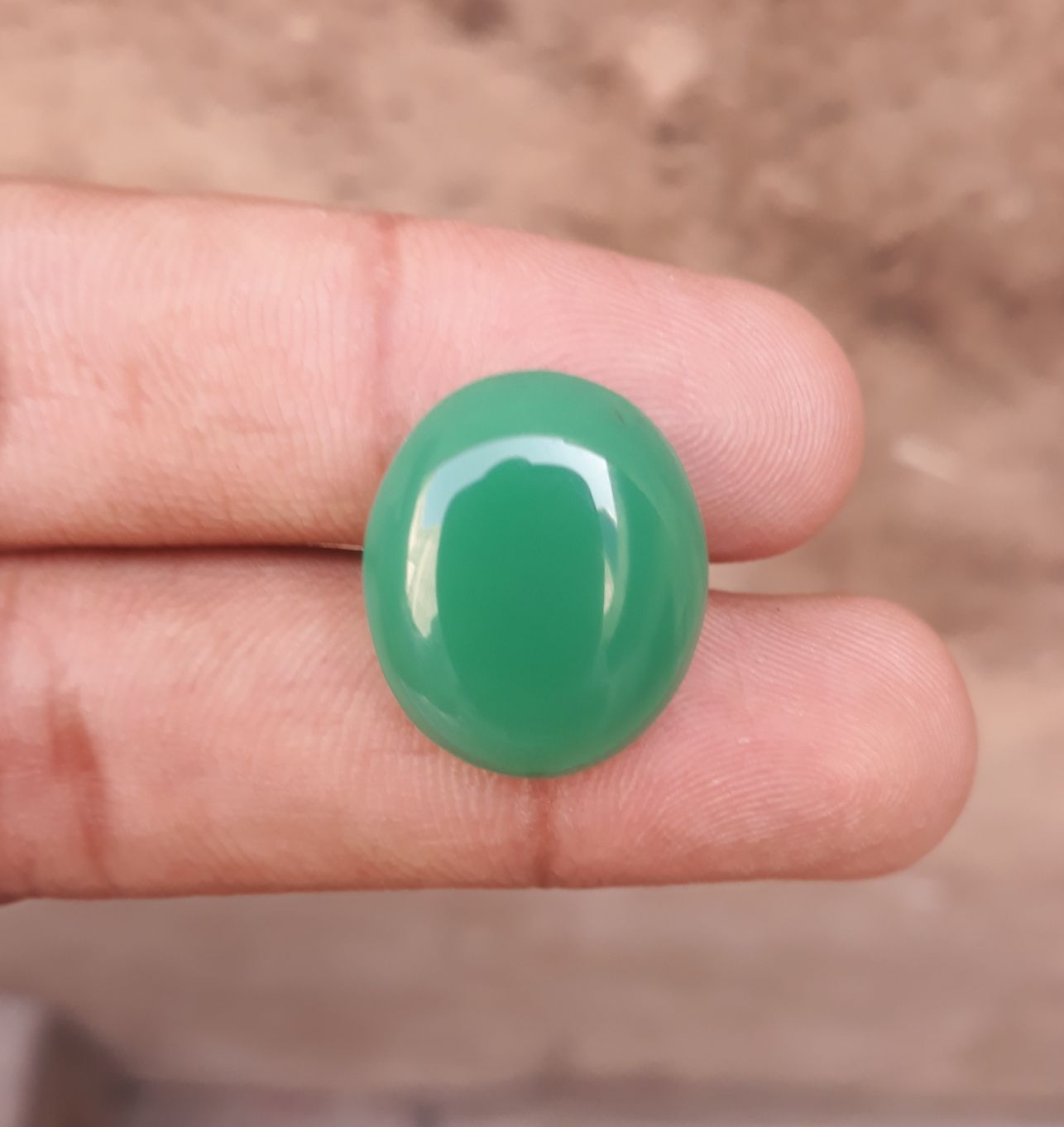 19.3ct Natural Chrysoprase Stone - Cabochon Chrysoprase - Green Chalcedony -21x18x6mm