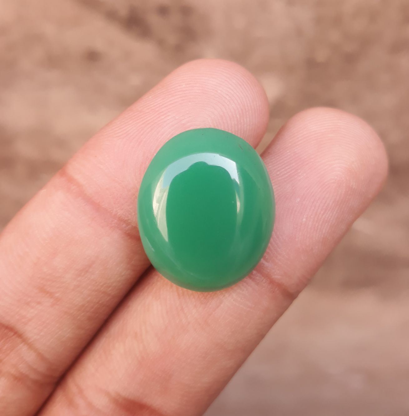 19.3ct Natural Chrysoprase Stone - Cabochon Chrysoprase - Green Chalcedony -21x18x6mm
