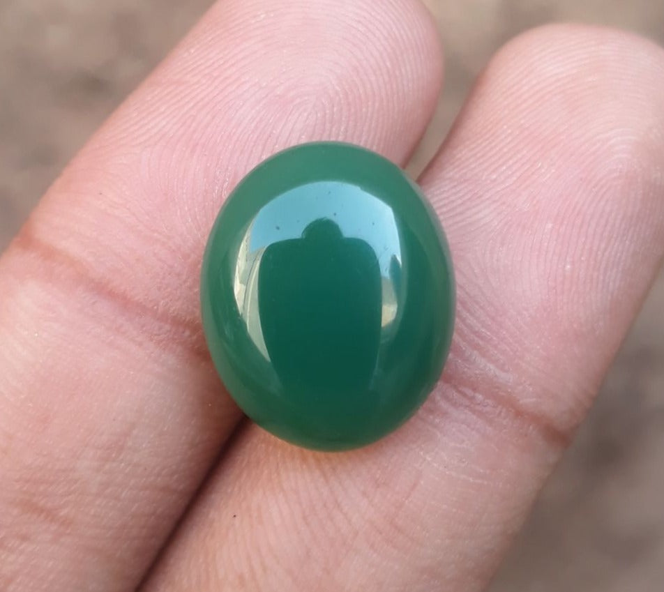 13.7ct Natural Chrysoprase Stone - Cabochon Chrysoprase - Green Chalcedony -18x15x6mm
