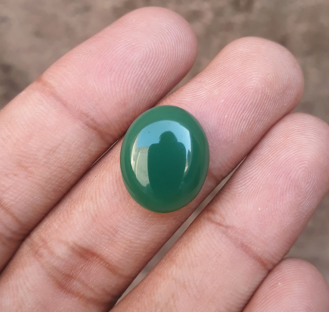 13.7ct Natural Chrysoprase Stone - Cabochon Chrysoprase - Green Chalcedony -18x15x6mm