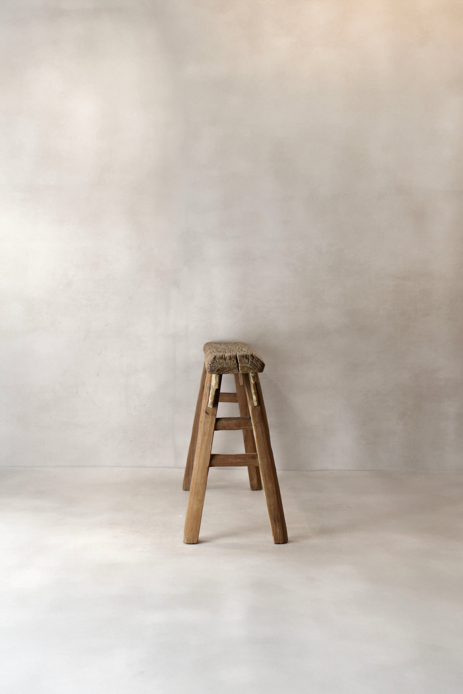 Antique Rustic Elm Wood Bench 02