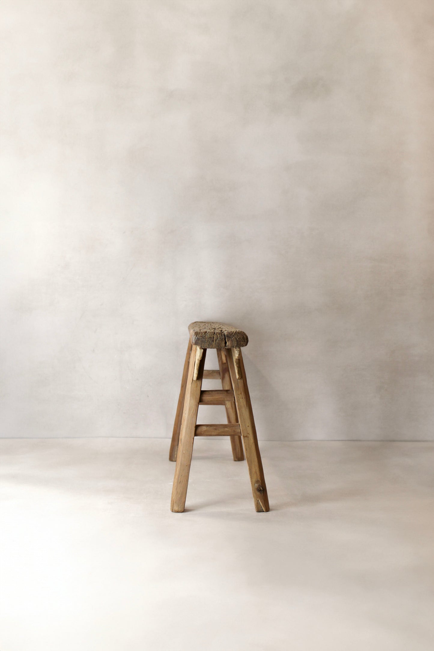 Antique Rustic Elm Wood Bench 02