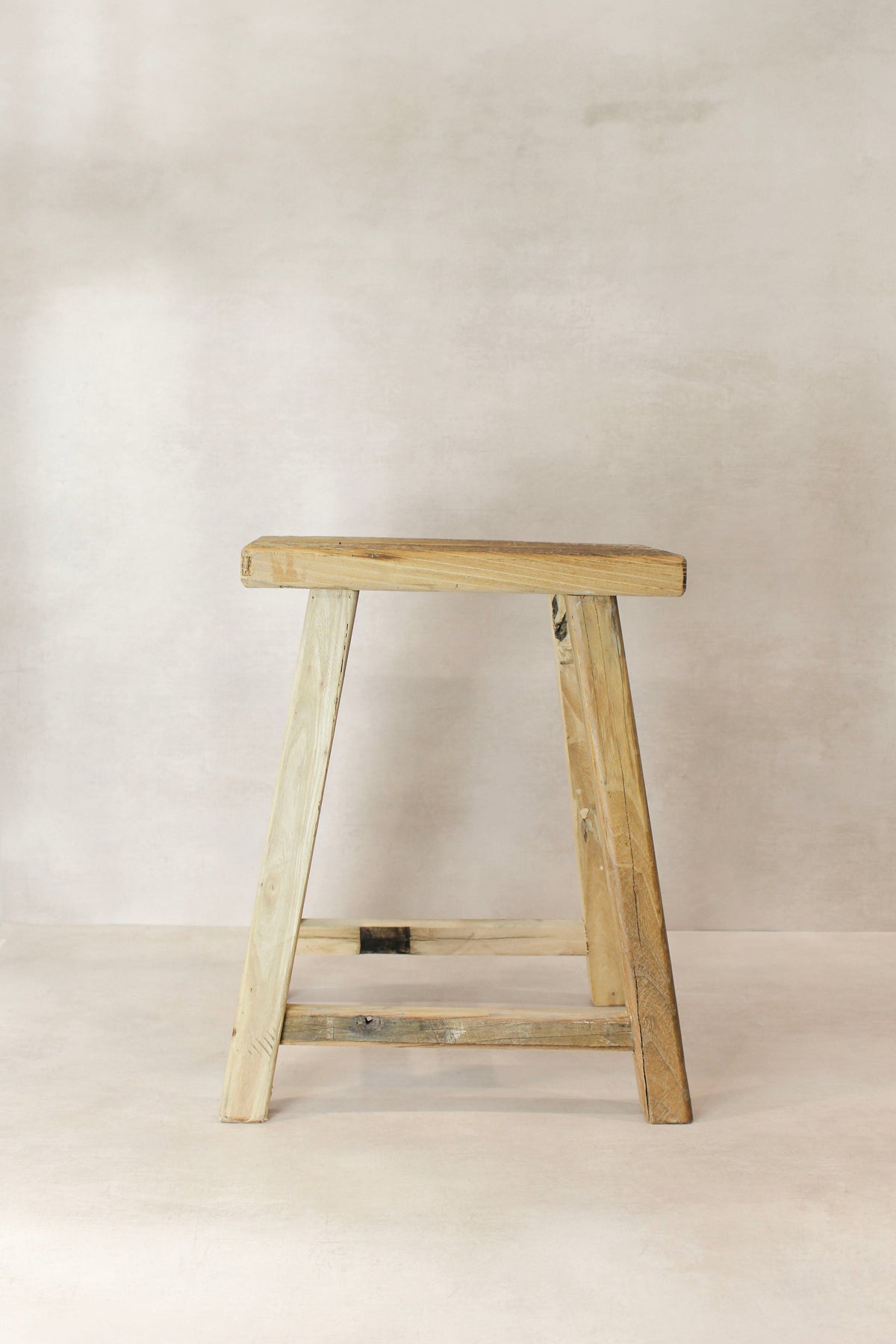 Vintage Rustic Elm Wood Stool - Medium - No 74