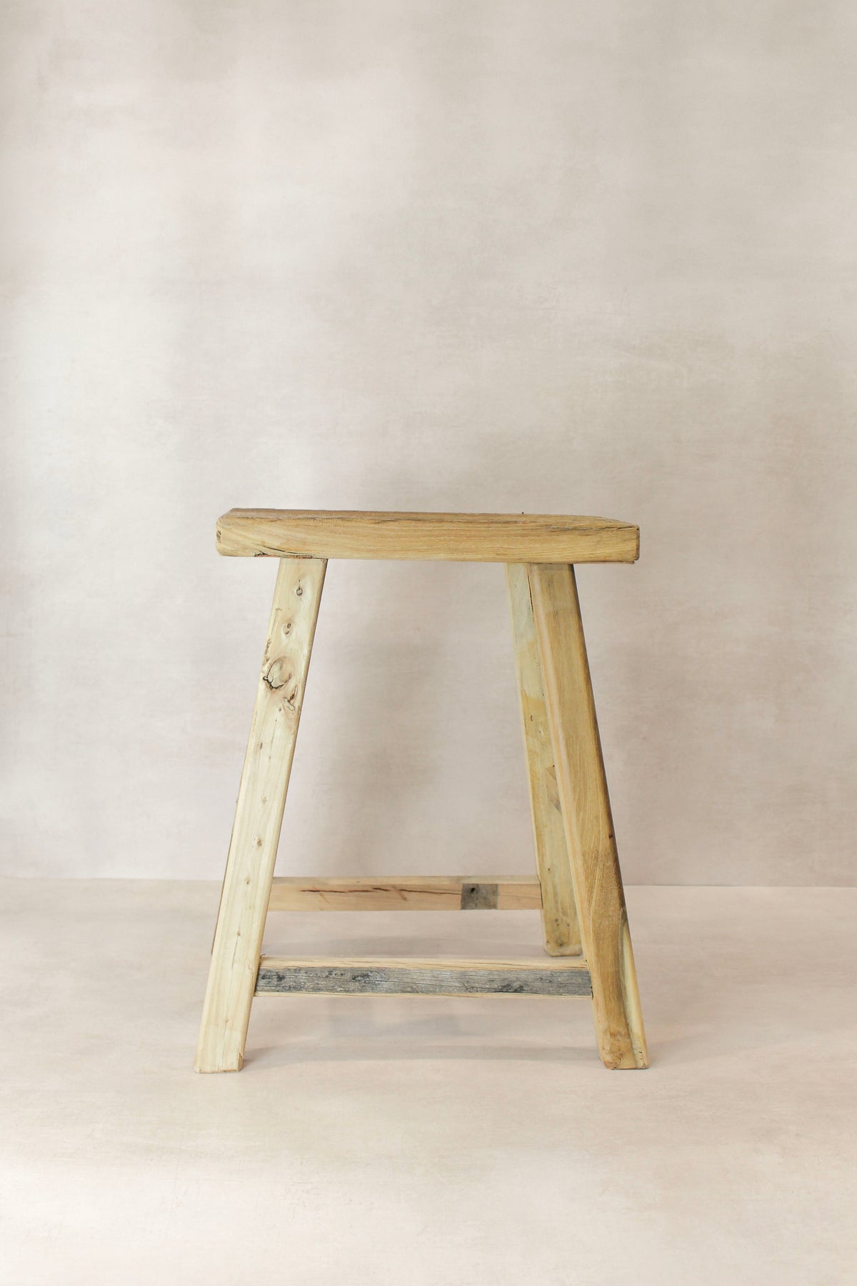 Vintage Rustic Elm Wood Stool - Medium - No 74