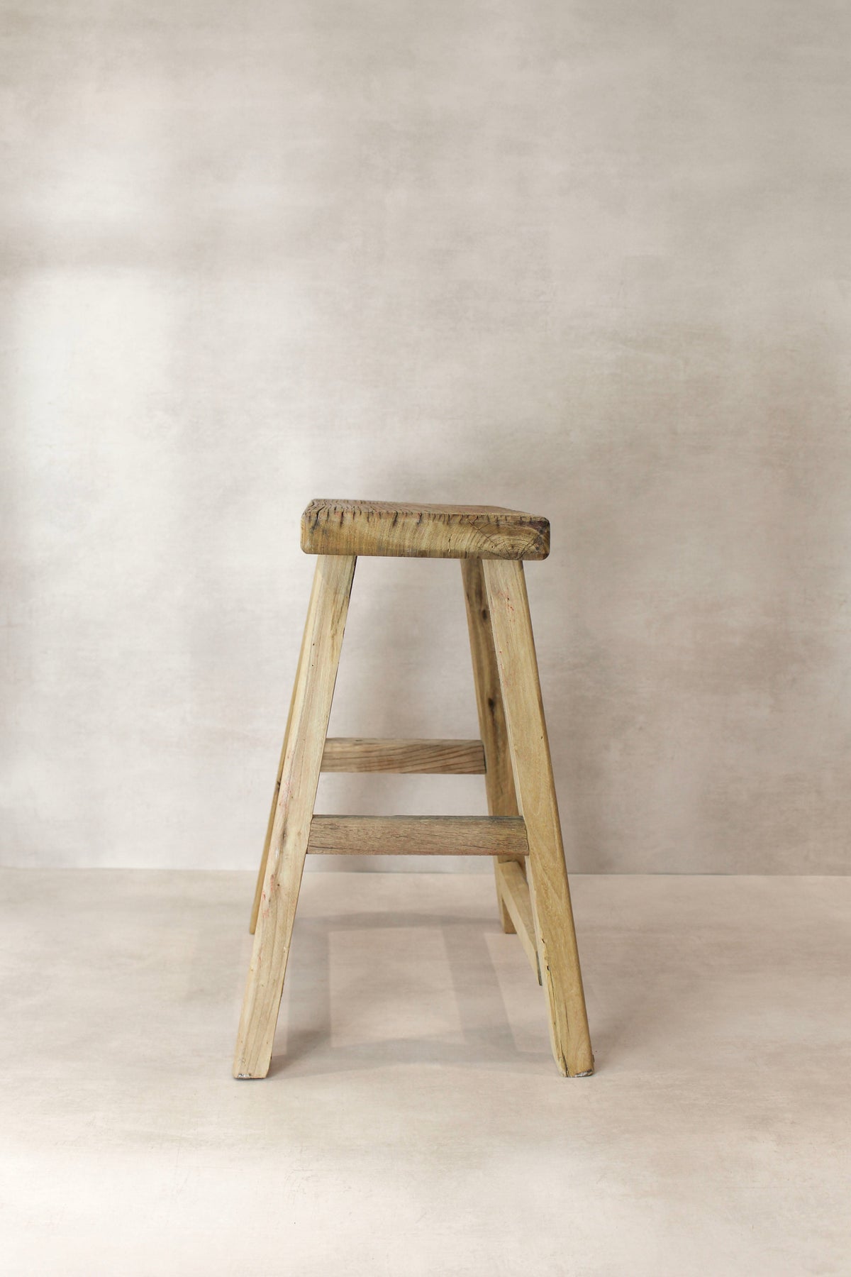 Vintage Rustic Elm Wood Stool - Medium - No 76