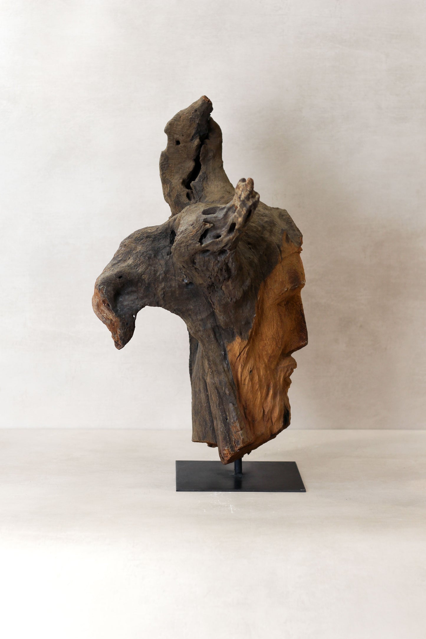 Rizimu Chiwawa Carved Driftwood Head Sculpture - Zimbabwe